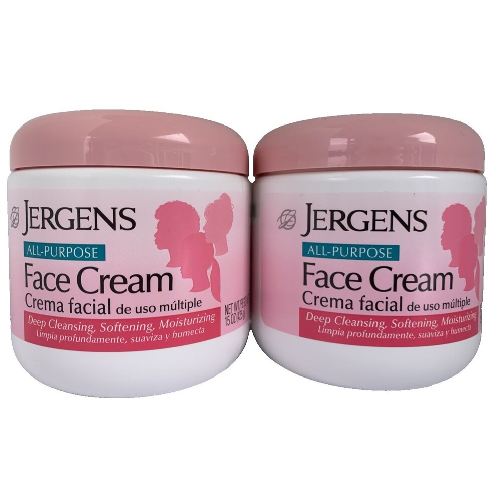 Jergens All-Purpose Moisturizing Face Cream Cleanser Daily Use 2 Pack NEW!